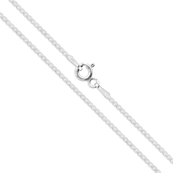 Box 019 - 1.1mm - Sterling Silver Diamond-Cut Box Chain Necklace