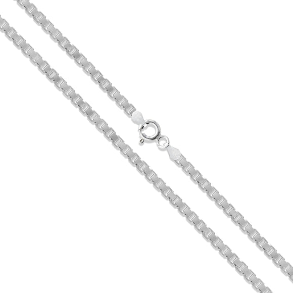 Box 045 - 2.4mm - Sterling Silver Diamond-Cut Box Chain Necklace