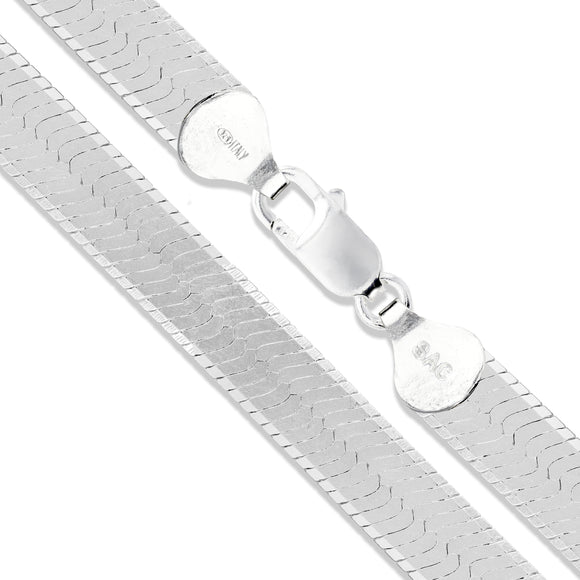 Herringbone 080 - 7.2mm - Sterling Silver Herringbone Chain Necklace