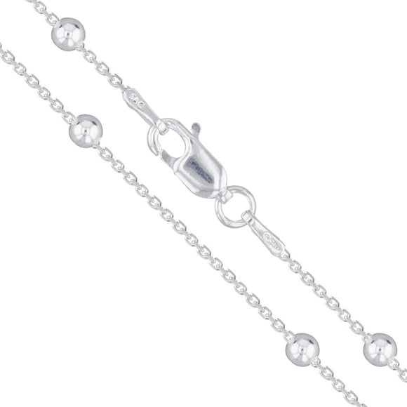 Cable Bead 030 - 1.2mm - Sterling Silver Cable 3mm Bead Chain Necklace