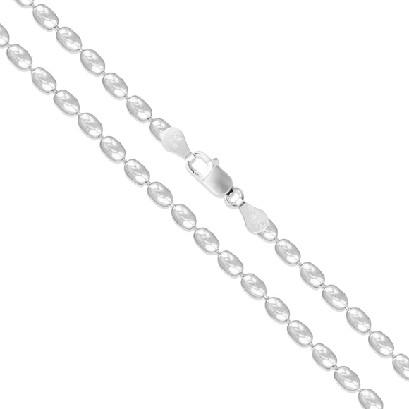 Oval Bead 400 - 4mm - Sterling Silver Oval Bead Chain Necklace