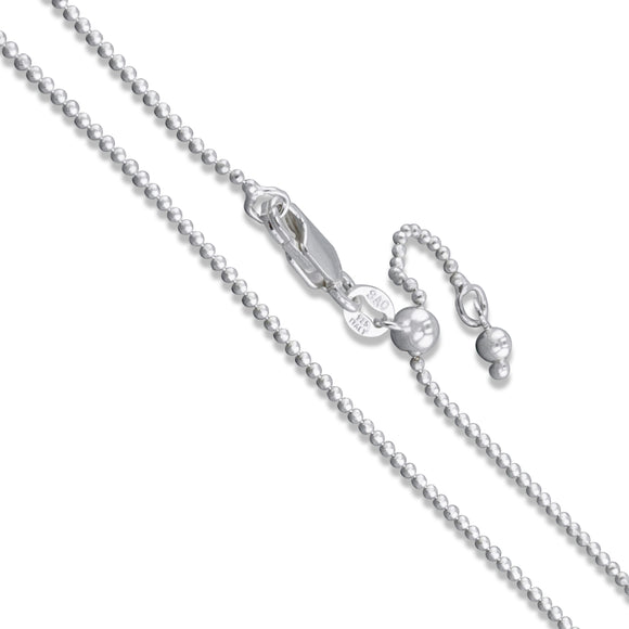 Bead Diamond-Cut Adjustable 120 - 1.2mm - Sterling Silver Chain Necklace