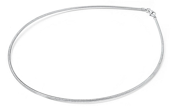 Round Omega 215 - 2.2mm - Sterling Silver Round Omega Chain Necklace
