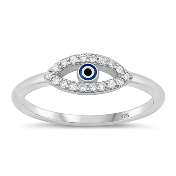 Sterling Silver Mother of Pearl Evil Eye Ring