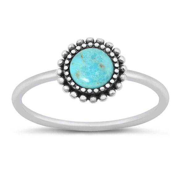 Sterling Silver Turquoise Flower Ring