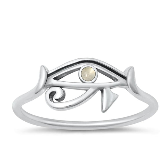 Sterling Silver Moonstone Eye of Horus Ring