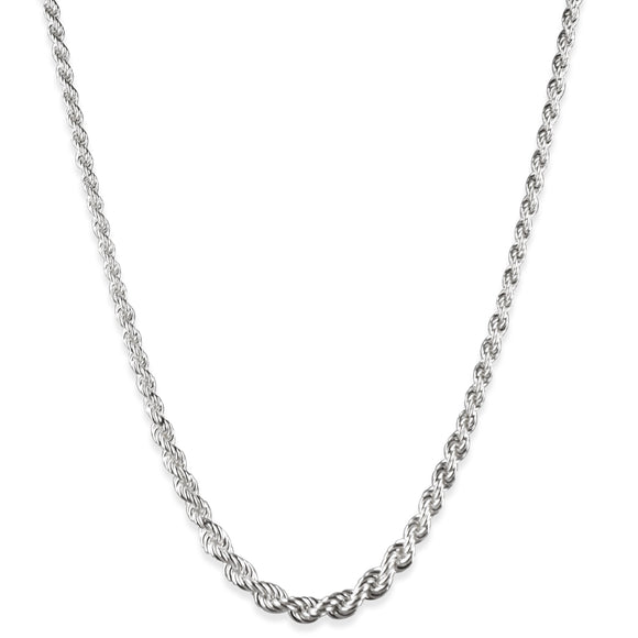 Rope Hollow Graduated 120 - 6mm - Sterling Silver Chain Necklace