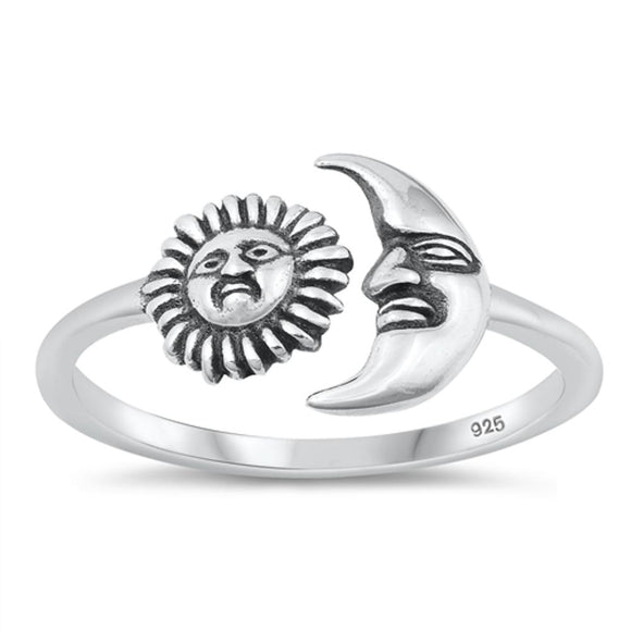 Sterling Silver Sun & Moon Ring