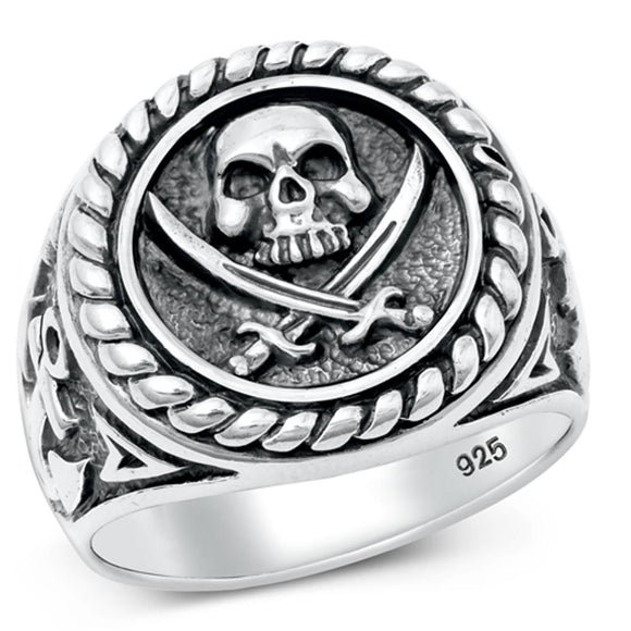 Sterling Silver Skull & Swords Ring
