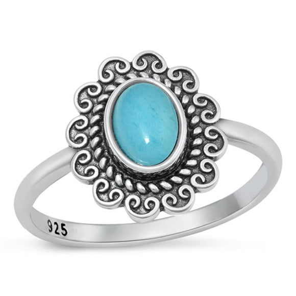 Sterling Silver Blue Topaz Bali Ring