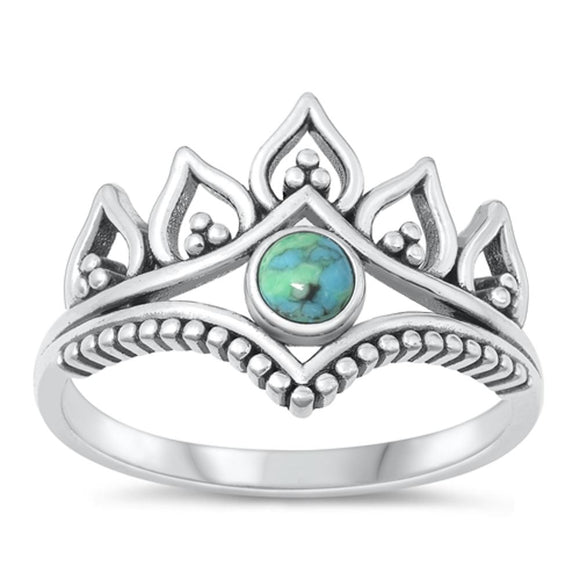 Sterling Silver Turquoise Crown Ring