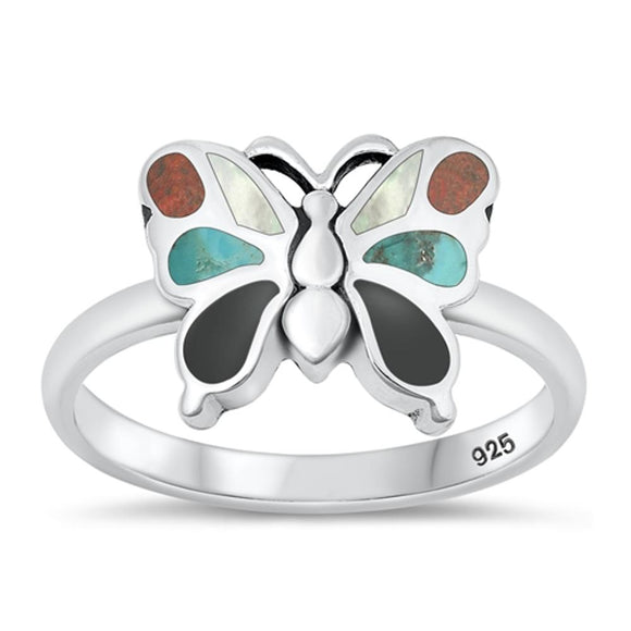 Sterling Silver Turquoise Butterfly Ring
