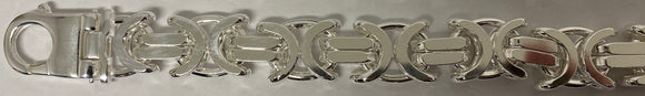 Flat Byzantine - 17.5mm - Sterling Silver Flat Heavy Byzantine Chain Necklace