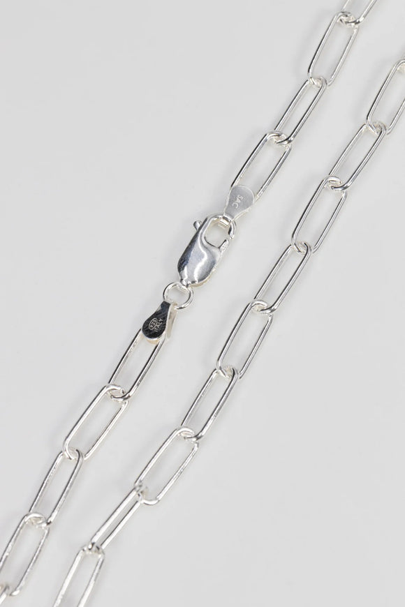 Paper Clip 110 - 5mm - Sterling Silver Paper Clip Chain Necklace