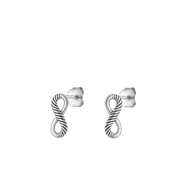 Sterling Silver Unique Infinity Stud High Polished Fashion Earrings 925 New
