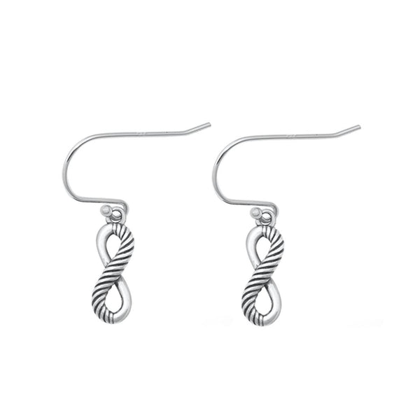 Sterling Silver Infinity Drop Dangling Hook High Polished Earrings .925 New