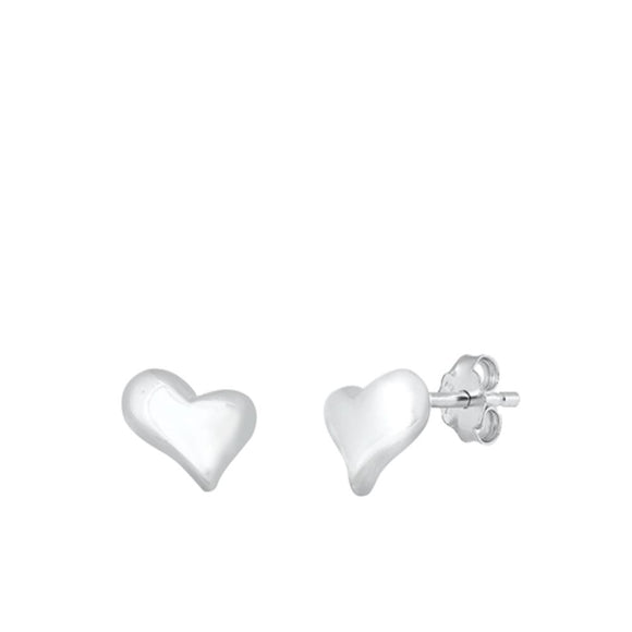 Sterling Silver Heart Wave Stud High Polished Love Earrings Post .925 New