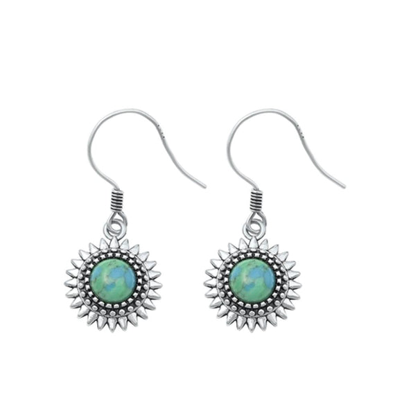 Sterling Silver Classic Native American Design Turquoise Earrings 925 New