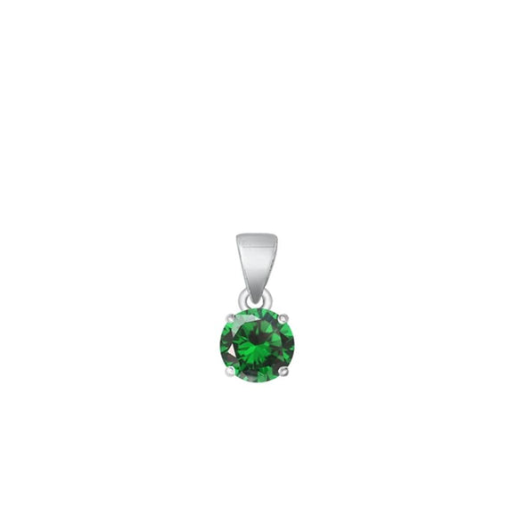 Sterling Silver Wholesale Emerald CZ Solitaire Pendant Fashion Charm 925 New
