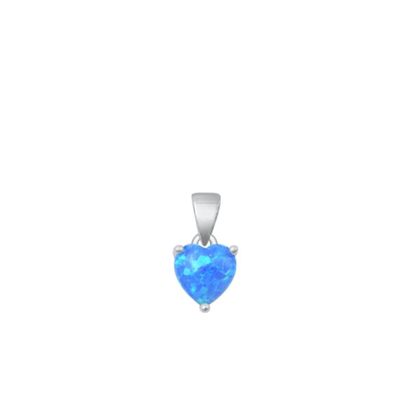 Sterling Silver Solitaire Blue Lab Heart Pendant High Polished Charm .925 New