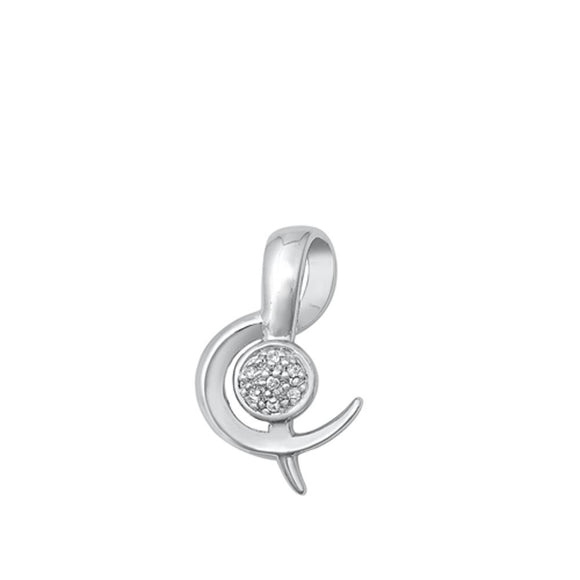 Sterling Silver Classic Clear CZ Ampersand Pendant Abstract Chic Charm 925 New