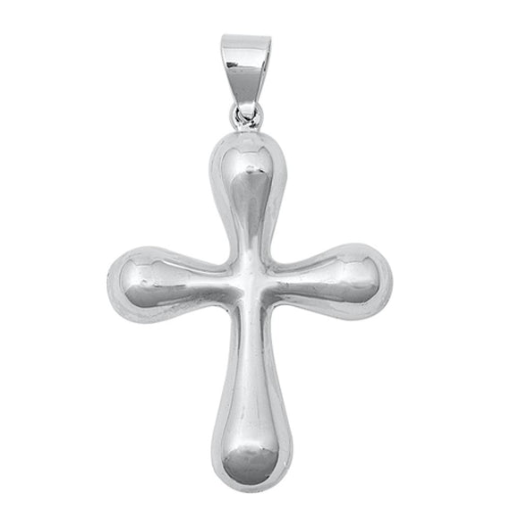 Sterling Silver Unique Puffed Cross Pendant Christian Faith Charm 925 New