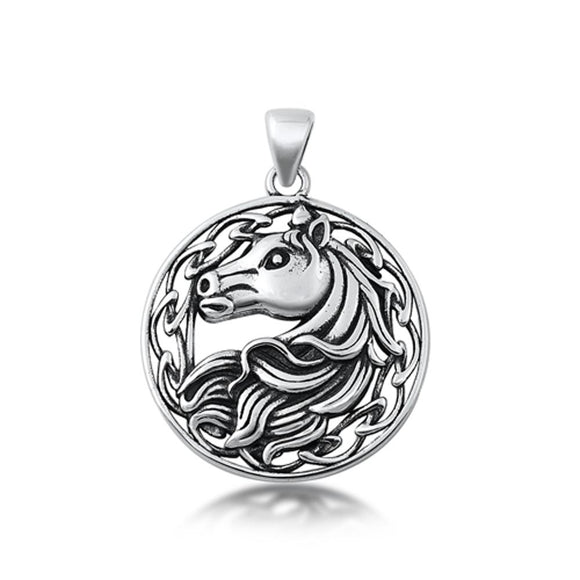 Sterling Silver Unique Horse Pendant Classic Vintage Cowgirl Charm 925 New