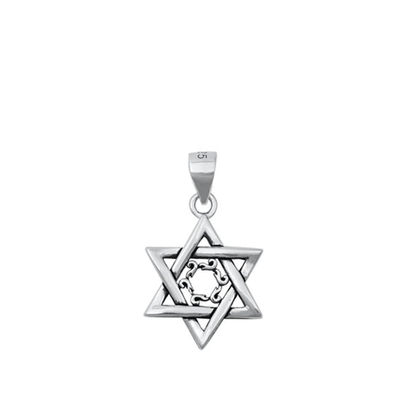 Oxidized Sterling Silver Star Of David Swirl Pendant 925 New Jewish Charm