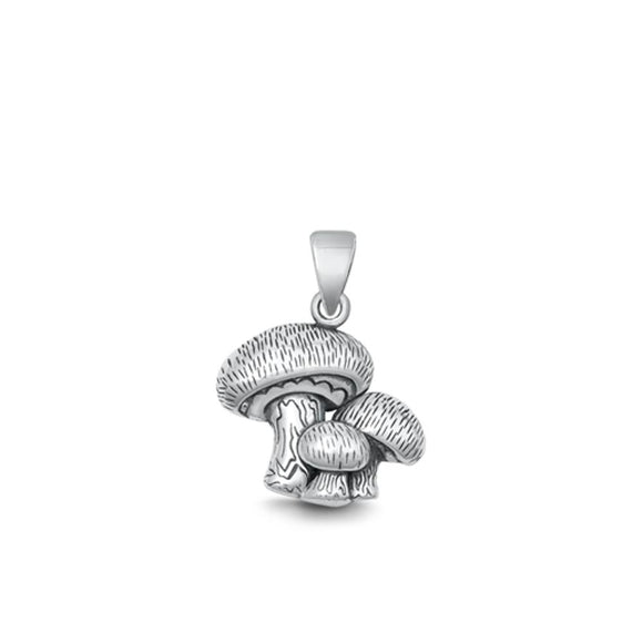 Sterling Silver Fashion Mushroom Pendant Oxidized Toadstool Charm .925 New