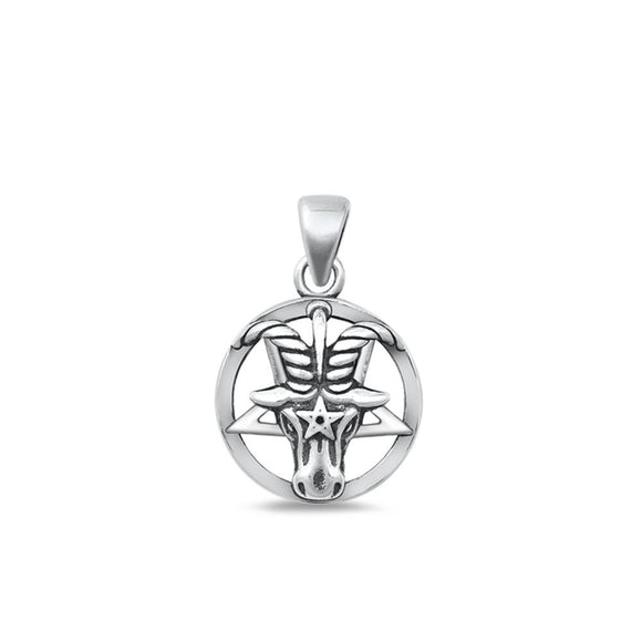 Sterling Silver Unique Baphomet Pendant Pagan Satanic Pentagram Charm 925 New