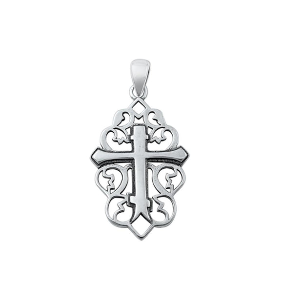 Sterling Silver Fashion Orthodox Cross Pendant Christian Faith Charm 925 New