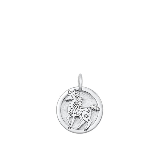 Sterling Silver Unique Pendant Chinese Zodiac Horse Astrological Charm 925 New