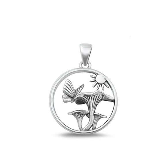 Sterling Silver Wholesale Mushrooms Butterfly Sun Pendant Oxidized Charm 925 New