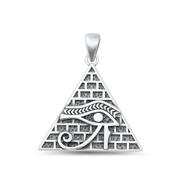 Sterling Silver Cute Eye of Providence Pendant Oxidized Polished Charm 925 New