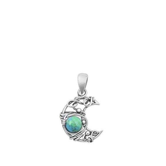 Sterling Silver Beautiful Turquoise Pendant Moon Wrap Bali Charm 925 New