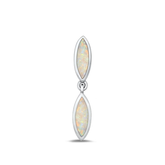 Sterling Silver Cute White Synthetic Opal Pendant High Polished Charm 925 New
