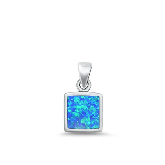 Sterling Silver Cute Blue Synthetic Opal Pendant High Polished Charm 925 New