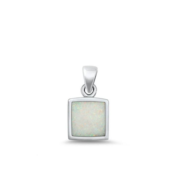 Sterling Silver Cute White Synthetic Opal Pendant High Polished Charm 925 New
