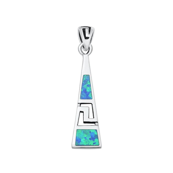 Sterling Silver Wholesale Blue Synthetic Opal Greek Key Pendant Charm 925 New