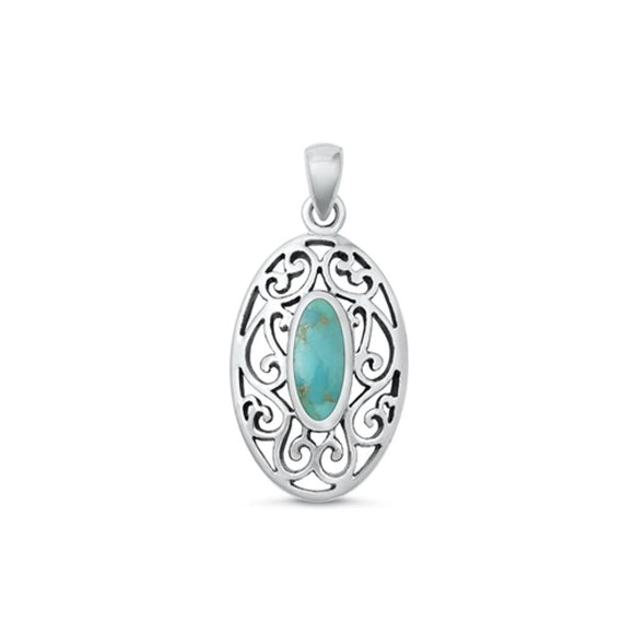 Sterling Silver Wholesale Turquoise Victorian Pendant Polished Charm 925 New