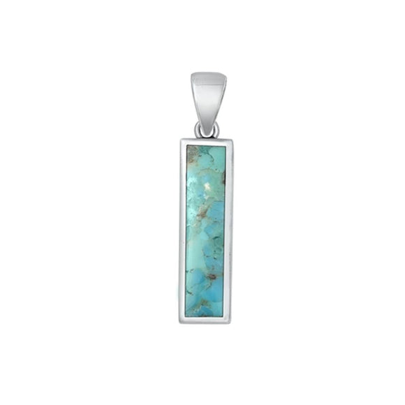 Sterling Silver High Polished Turquoise Pendant Fashion Charm .925 New
