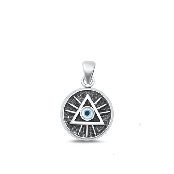 Sterling Silver Polished Mother of Pearl Pendant Eye of Providence Charm 925 New