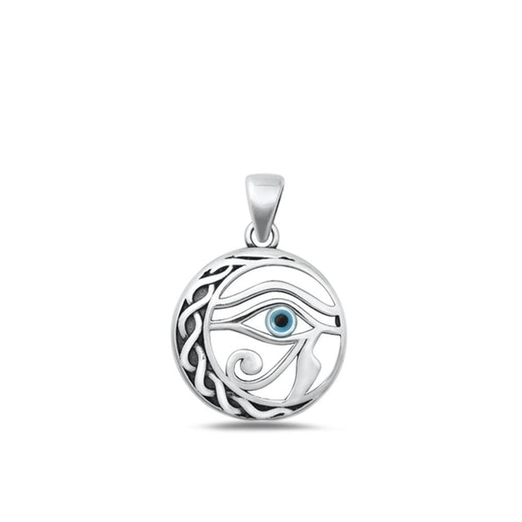 Sterling Silver Polished Mother of Pearl Eye of Horus Pendant Charm 925 New