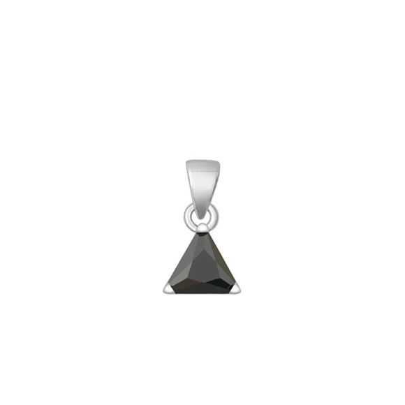 Sterling Silver Classic Black CZ Fashion Pendant Triangle Charm 925 New