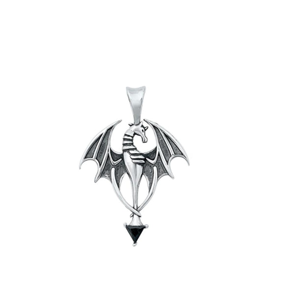 Sterling Silver Fantasy Dragon Pendant Chic Legendary Magical Charm 925 New