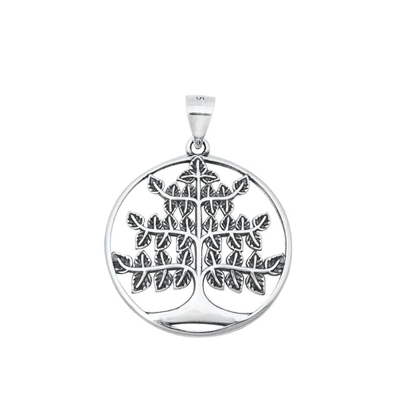 Sterling Silver Wholesale Tree Pendant High Polished Oxidized Charm 925 New