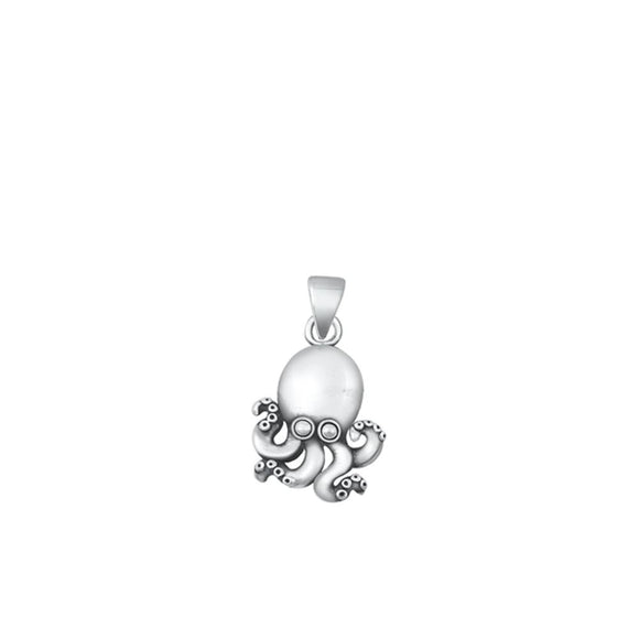 Sterling Silver Unique Octopus Pendant High Polished Beach Ocean Charm 925 New