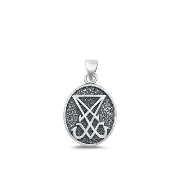 Sterling Silver Fashion Lucifer Sigil Pendant Seal of Satan Charm 925 New
