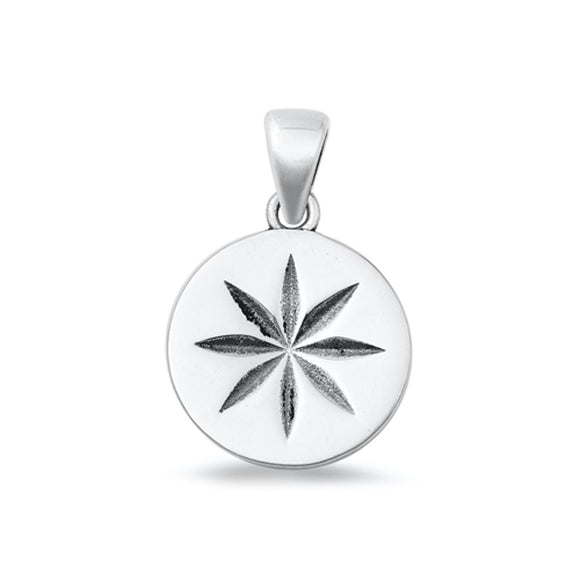 Sterling Silver High Polished Star Flower Pendant Oxidized Charm 925 New