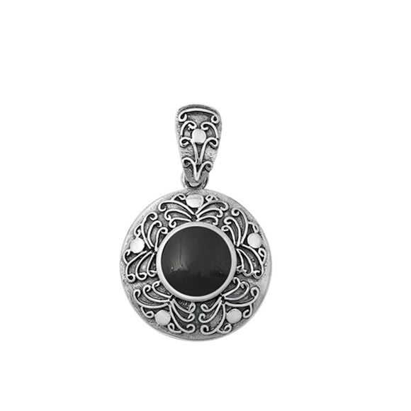 Sterling Silver Unique Black Agate Pendant Oxidized Fashion Charm 925 New